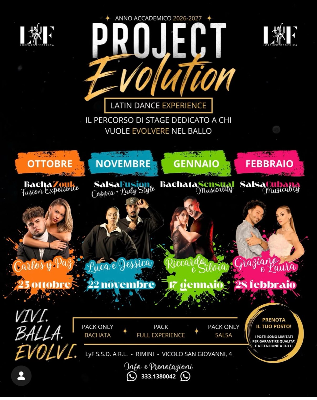 Project Evolution: quattro stage il 25 ottobre, 22 novembre, 17 gennaio e 28 febbraio a Rimini